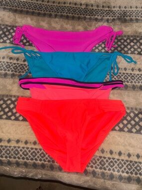 Bundle LOT of Neon Bikini Bottoms - Pink, Teal, Coral size medium